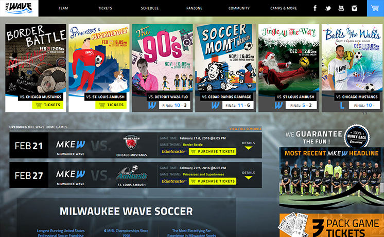 Milwaukee Wave scores goals with INET custom website designers and marketing team