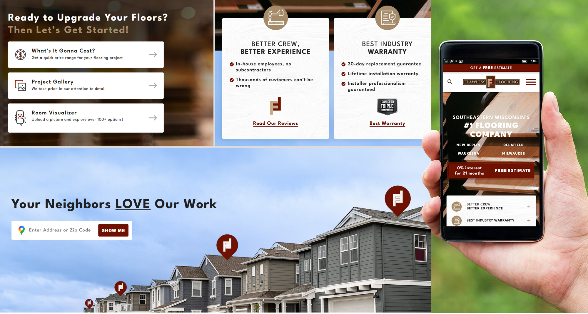 Milwaukee web design and development for Flawless Flooring